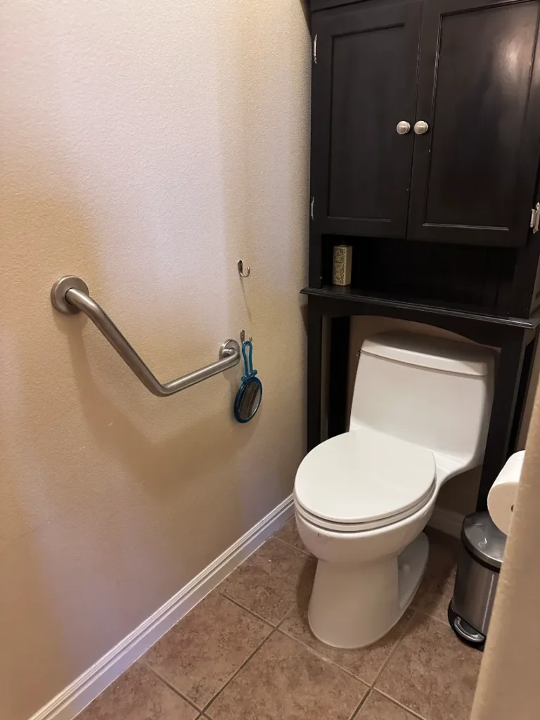 Angled Grab Bar right side at toilet