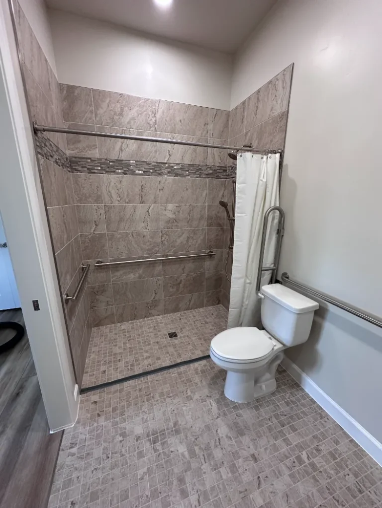 Barrier Free Shower with slip proof tile floor