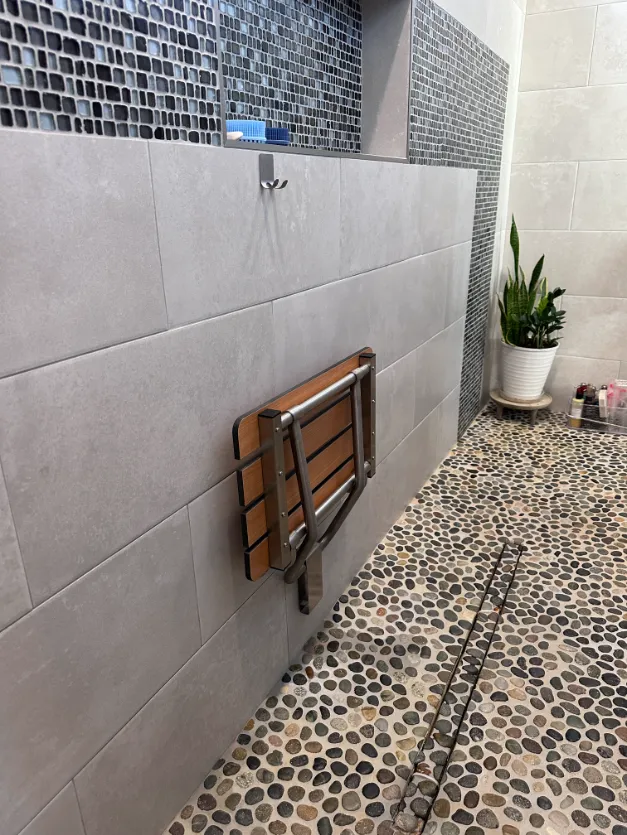 Folded Wood Shower Bench