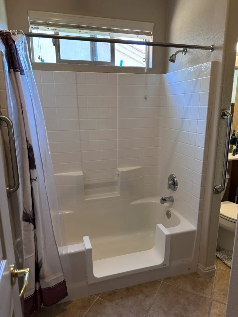 Step-through Tub with Grab Bars