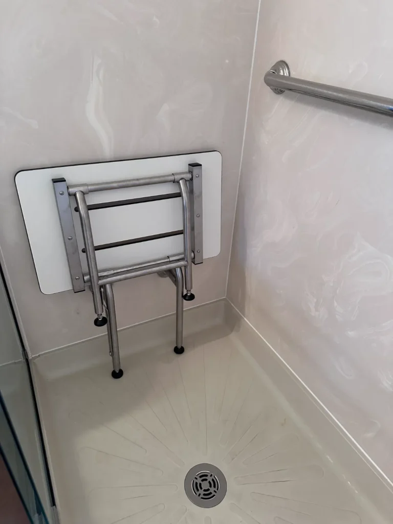 White Fold Up Shower Bench